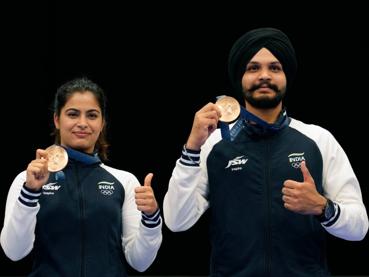 Manu Bhaker-Sarabjot Singhs Shooting Bronze In Paris Ends Indias 96-Year Wait At Olympics