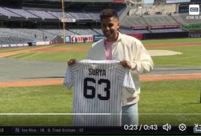 Suryakumar Yadav Gets Special Gift From Baseball Giants New York Yankees – WATCH VIDEO