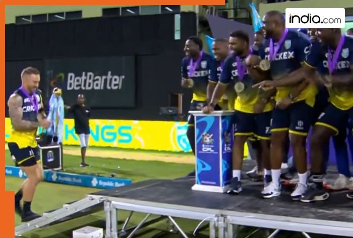 Captain Faf du Plessis does the Rohit Sharma ‘walk’ after winning the CPL T20 title with St Lucia Kings