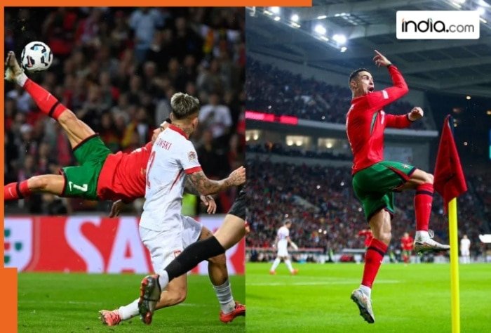 39-year-old Cristiano Ronaldo stuns crowd with a bicycle kick as Portugal beat Poland by 5-1